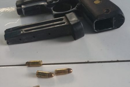 The unlicensed pistol along with the eight live rounds that were found in the possession of the businessman. 