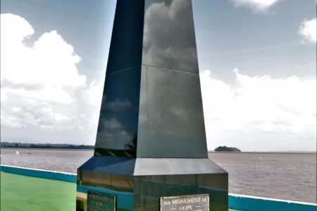 The Monument of Hope was erected in honour of the twelve persons who lost their lives during the Bartica Massacre on that fateful day of February 17, 2008 (photo by Joanna Dhanraj)