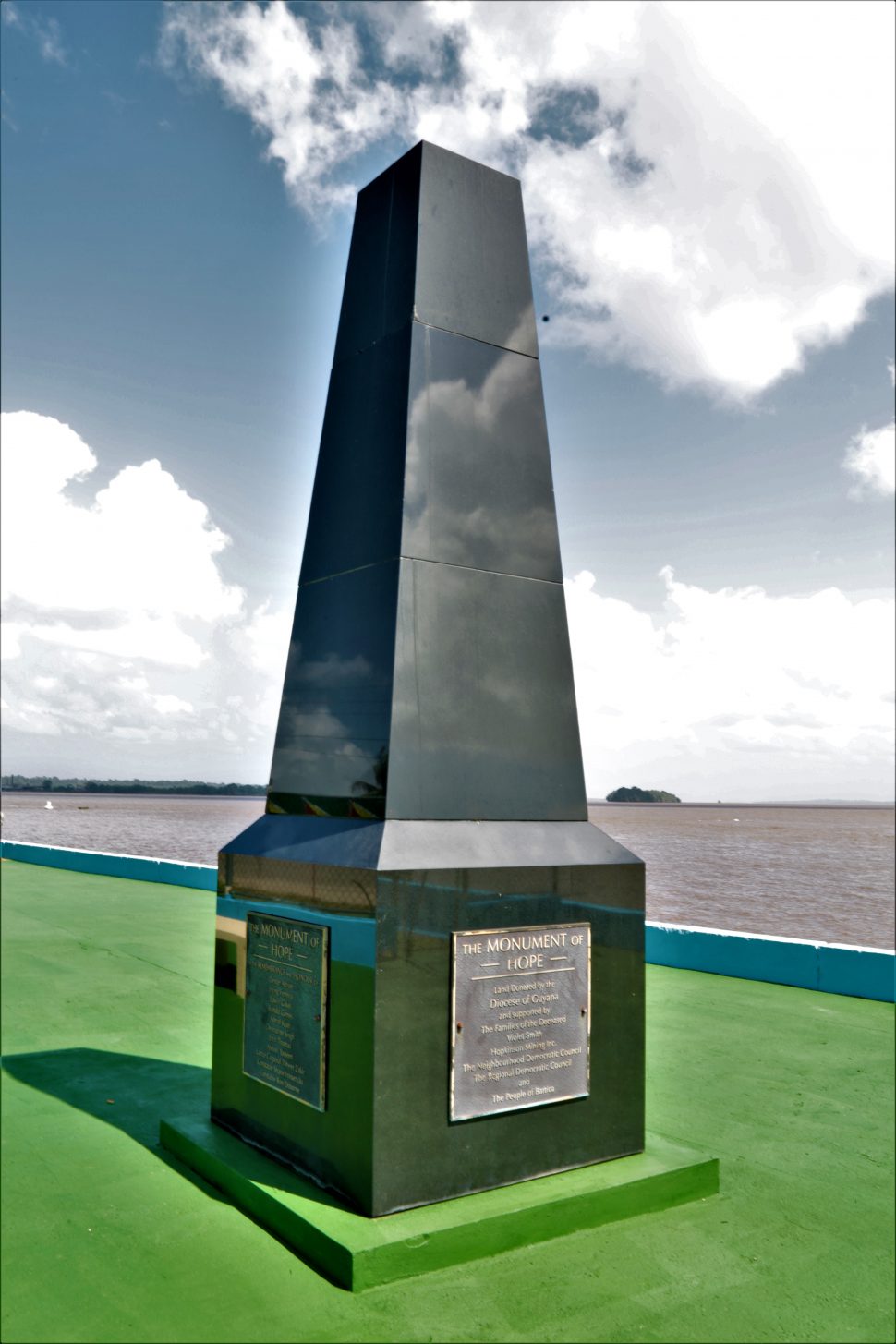 The Monument of Hope was erected in honour of the twelve persons who lost their lives during the Bartica Massacre on that fateful day of February 17, 2008 (photo by Joanna Dhanraj)