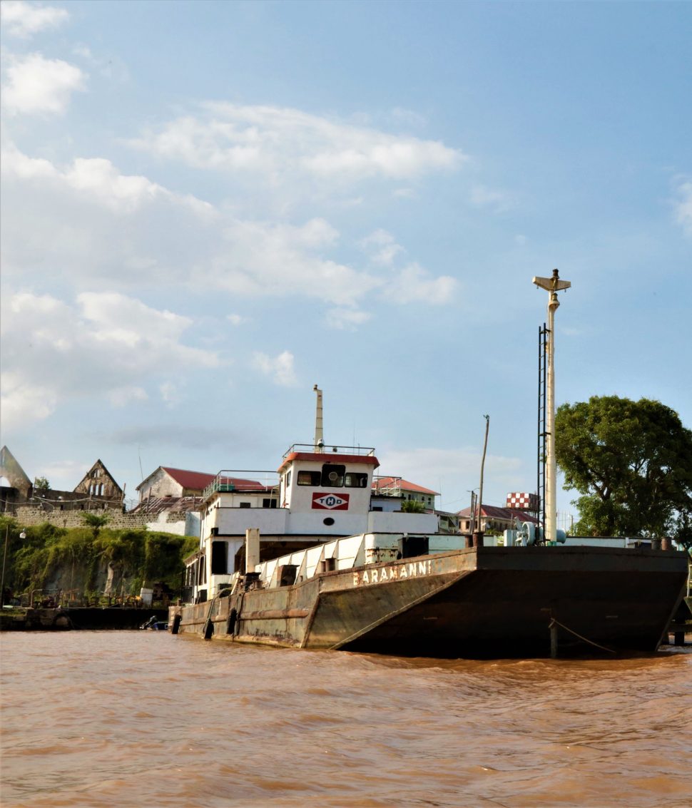 The Baramani vessel and the prison boat docked outside the Mazaruni Prison (Photo by Joanna Dhanraj)