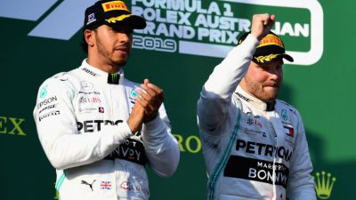 Mercedes’ duo of Valtteri Bottas (right) and Lewis Hamilton finished 1-2 in the season-opening Australian Grand Prix.

