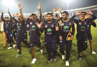 The Quetta Gladiators celebrating after capturing their first ever PSL title.
