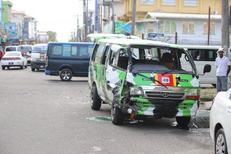 The route 40 minibus that collided with the ambulance on Regent and Albert streets. 
