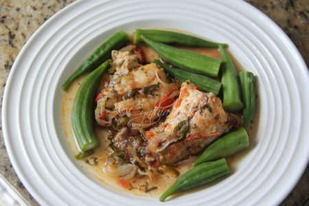 Fish in Tomato-Onion Sauce goes well with steamed veggies (Photo by Cynthia Nelson)