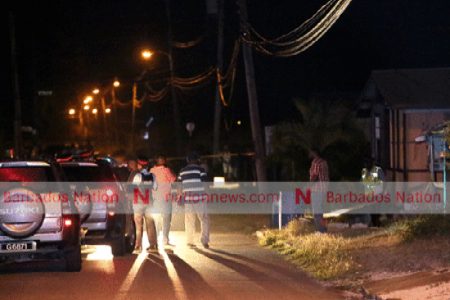 Police on the scene of tonight's shooting at Rices St Philip.(Picture by Nigel Browne)