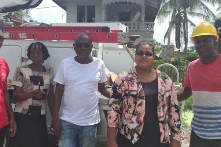 Town Clerk, Sharon Alexander along with the town’s engineer and councillors, visited several areas to inspect the quality of work provided by contractor Gary  Sobers (DPI photo)