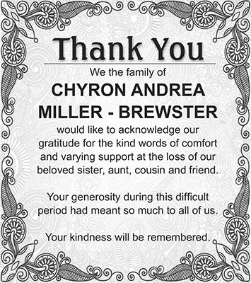 CHYRON ANDREA MILLER BREWSTER