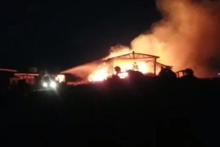The Spring Garden, Essequibo sawmill on fire.