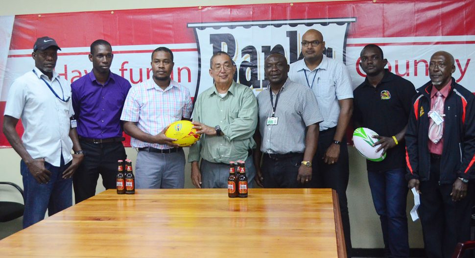 President of the GRFU Peter Green (fourth from left) was optimistic of his side’s chances in their clash with Guadeloupe tomorrow. (Orlando Charles photo)
