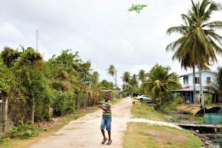 Young Jaheem Thomas flying his bird kite