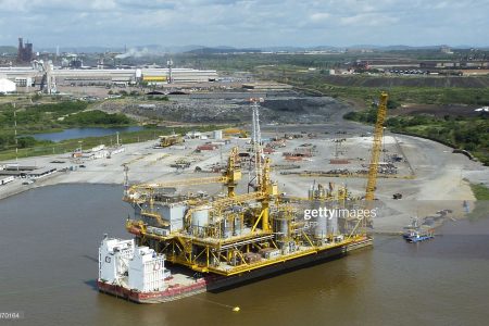The first oil platform built in Venezuela by Venezuela’s state-owned oil company PDVSA, in Orinoco, Venezuela in 2011