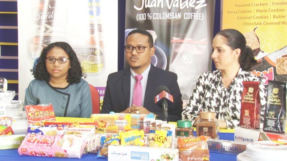 From left are Tiffany Aaron, Brand Representative; Mark Murray, Corporate Communications Officer;  Anjeta Hinds, Business Unit Head of AMTL Food and Consumer Goods Division
