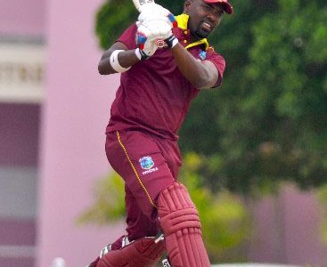 Left hander  Darren Bravo goes on the attack during his half-century yesterday. (Photo courtesy CWI Media)
