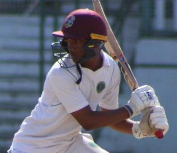West Indies under – 16 batman Mavendra Dindyal stoked the first century of Rubis Bel Air Under-17 Inter County tournament (Royston Alkins photo) 
