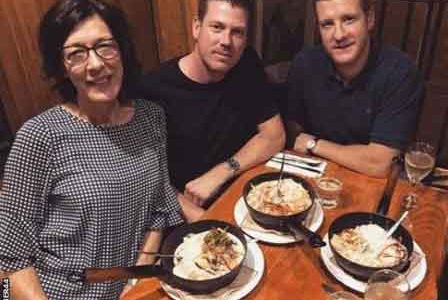 James Faulkner with his mother and his friend. (BBC p