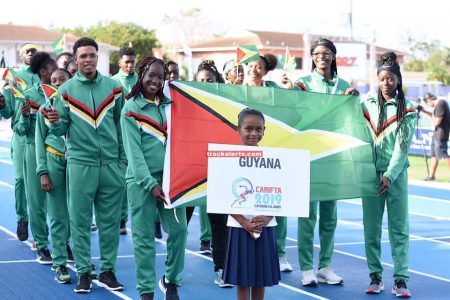 The Guyana contingent at this year’s CARIFTA games.