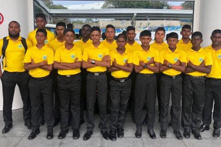 The U15 cricket team prior to winging out to Antigua.
