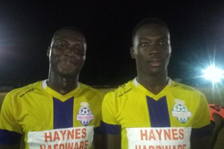 Winners Connection Scorers [yellow] from left to right-Rennard Caesar and Shaquille Frank