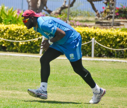 Ashley Nurse undergoes fielding drills during the ongoing camp at 3W’s Oval. (Photo courtesy CWI Media) 
