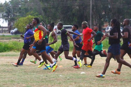 Green Machine players were racing to be ready for today’s Rugby Americas North South Zone Cup final against Guadeloupe today. (Orlando Charles photo)
