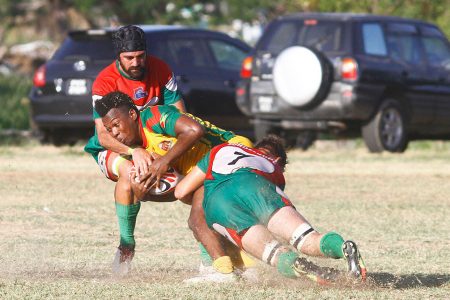 FLASHBACK! Action in the Rugby Americas North South Zone Cup final between Guyana’s national rugby team and Guadeloupe.