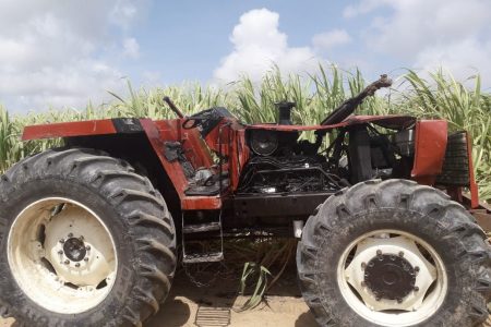 The tractor that was involved in the accident yesterday.