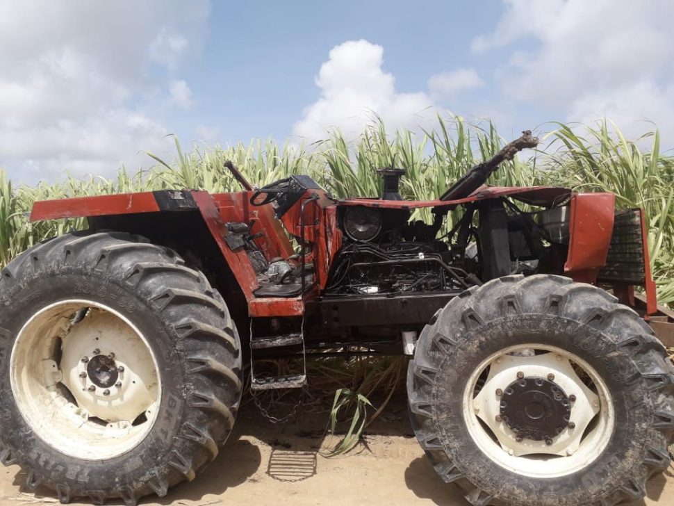The tractor that was involved in the accident yesterday.