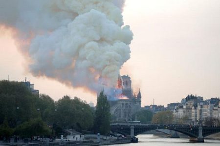 The cathedral on fire (Reuters photo)