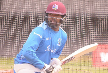 Out-of-form left-hander Darren Bravo bats in the nets as West Indies prepare for the Tri-Nations Series final against Bangladesh. (Photo courtesy CWI Media) 