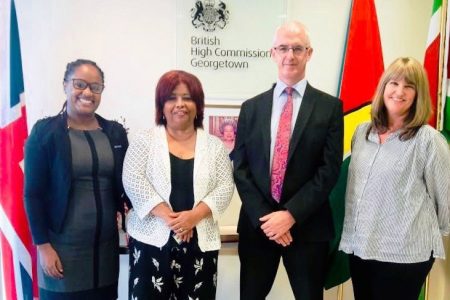 From left: Kerese Collins, Project Manager; Principal Investigator and Lecturer at Open University, Dr Ann Mitchell; Deputy British High Commissioner, Ray Davidson; and Dr Tania Hart, Associate Professor at De Montfort University.