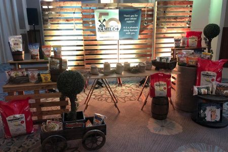 NAMILCO’s products on display at their anniversary celebration on Thursday night.
