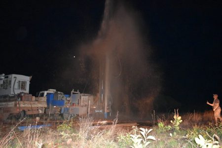 The well at Nappi village, Region 9 being drilled (GWI photo)
