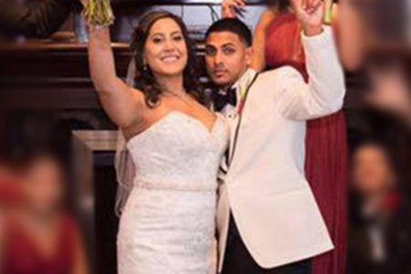 Arianna Goberdhan and husband Nicholas Baig in a wedding photo dating to November 2016.