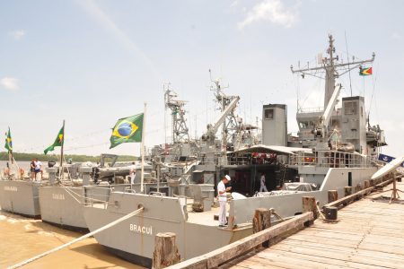 The vessels of the Brazilian Navy docked in Port Georgetown. (DPI photo)
 