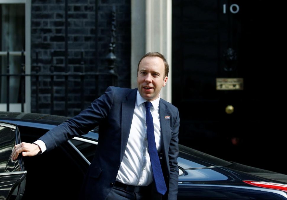 Britain’s Secretary of State for Health Matt Hancock is seen outside Downing Street, as uncertainty over Brexit continues, in London, Britain May 7, 2019. REUTERS/Henry Nicholls