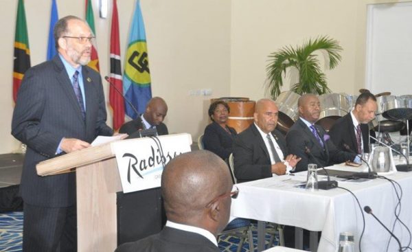 CARICOM Secretary General Irwin LaRocque addressing the meeting 