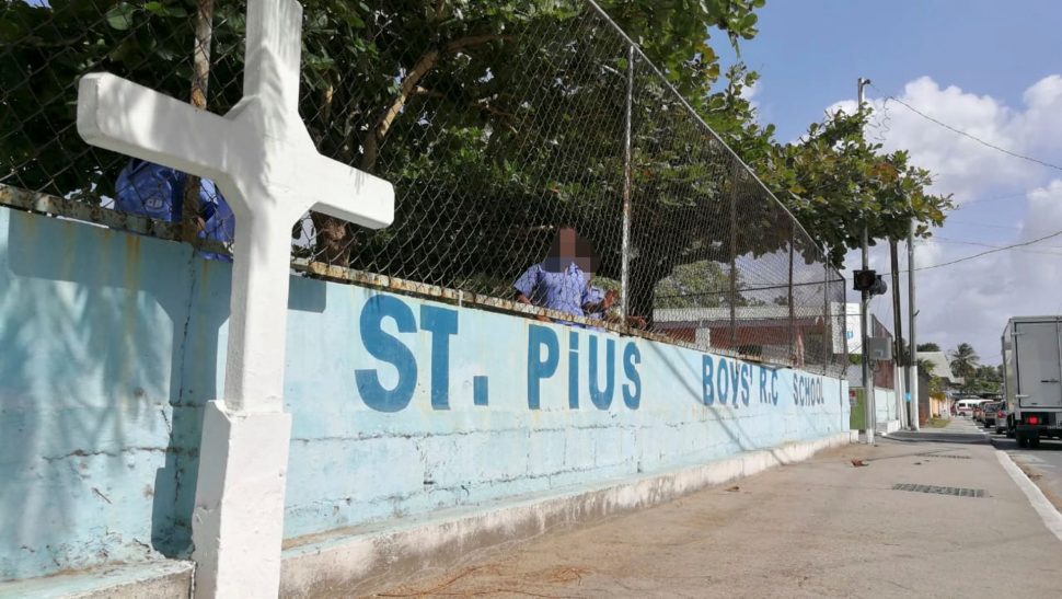 Pupils were still out at the St Pius Boys’ RC School in Arouca yesterday, despite the violent attack on a teacher the day before.
