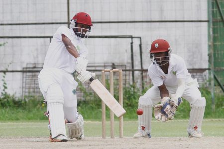 Left-hander Andre Seepersaud kept the innings together with his unbeaten 38. (Orlando Charles photo)