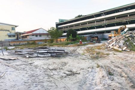 The construction site, where the school was once located.