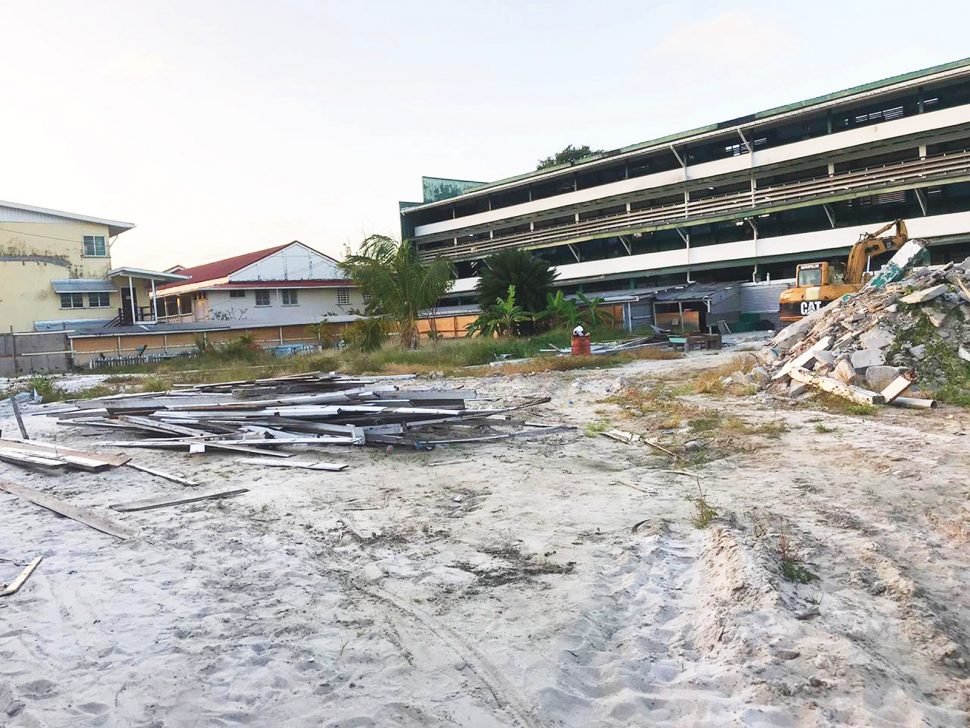 The construction site, where the school was once located.