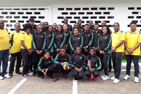 Guyana’s volleyball contingent en route to French Guiana.
