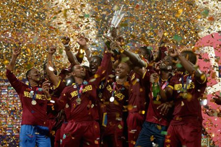 HAPPIER TIMES! The West Indies celebrate after winning the 2016 ICC World T20 competition.