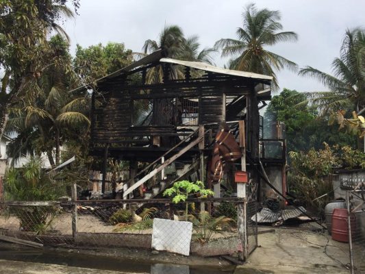 The burnt remains of the Guidance Place, South Ruimveldt Park house.