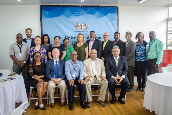 Some of the members of the University of Guyana’s Energy Think Tank, which was launched on Friday at the Jay and Sylvia Sobhraj Centre for Behavioural Sciences and Research, at the Turkeyen Campus. (Department of Public Information photo)
