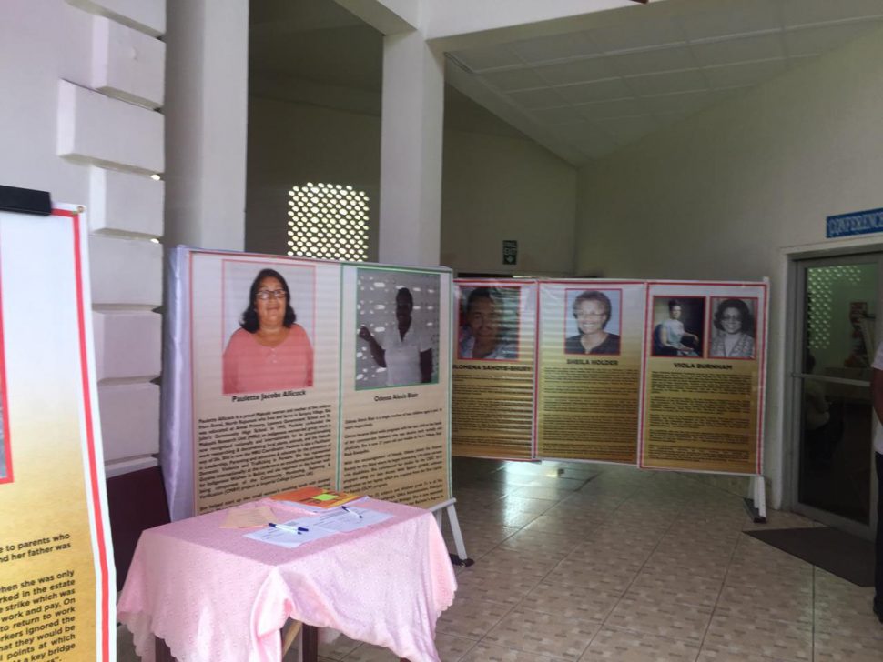 Posters depicting some of the 25 heroines and their contribution to society, which were on exhibition on Friday at the National Library.