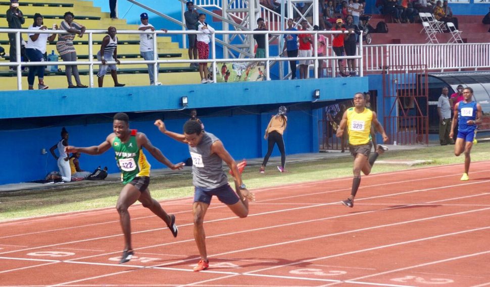 Emmanuel Archibald was the fastest man at the track during the weekend as he blazed to victories in the blue riband 100m and 200m events. He finished just ahead of Daniel Williams in the 200m race. (Emmerson Campbell photo)
