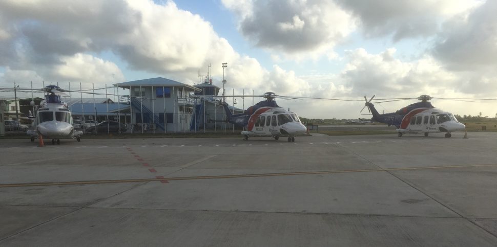 Bristow helicopters at the EF Correia International Airport at Ogle