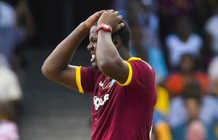 Carlos Brathwaite was fined by the ICC for dissent to an umpire’s decision.
