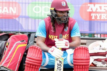 Seasoned opener Chris Gayle awaits his turn to bat in the nets in preparation for today’s game against India.
