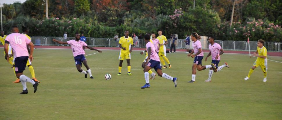 Flash-back-Scenes from the Bermuda and Guyana [yellow] international friendly at the National Sports Centre, Bermuda
